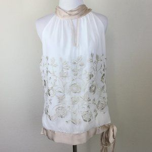 White House Black Market Embroidered Blouse l